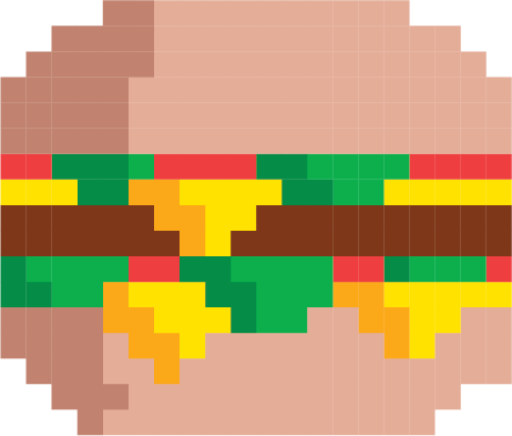 Pixelated image of a hamburger