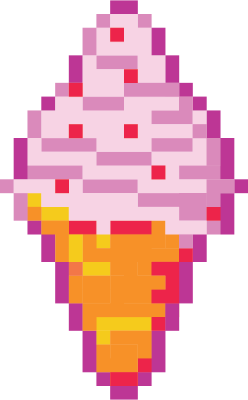 Pixelated image of a pink ice cream cone